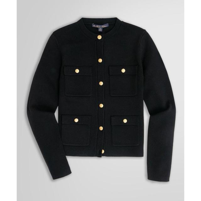 ブルックスブラザーズ（Brooks Brothers）/ミラノリブ ゴールドボタン ノーカラーニットジャケット