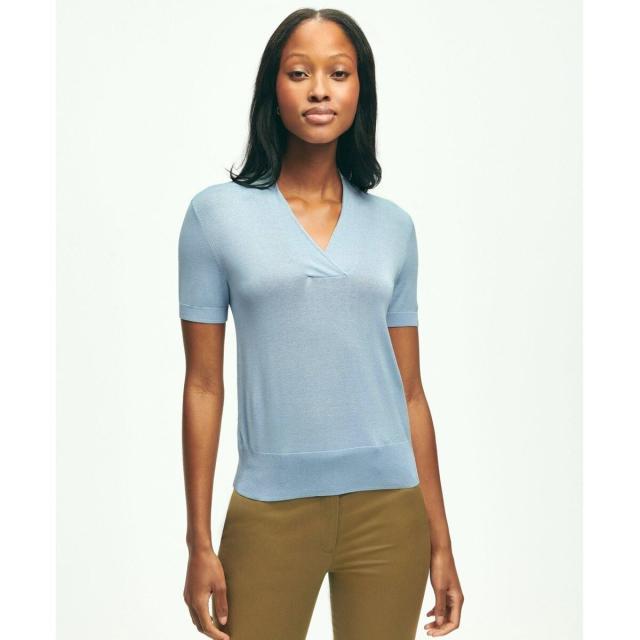 ブルックスブラザーズ（Brooks Brothers）/シルク/レーヨン ショールカラー ショートスリーブセーター_1