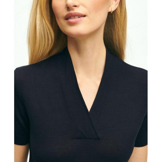 ブルックスブラザーズ（Brooks Brothers）/シルク/レーヨン ショールカラー ショートスリーブセーター_2