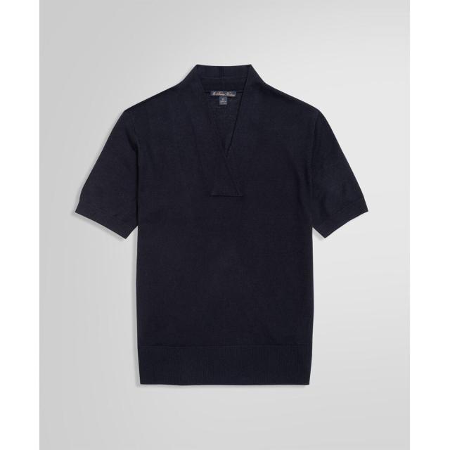 ブルックスブラザーズ（Brooks Brothers）/シルク/レーヨン ショールカラー ショートスリーブセーター_4