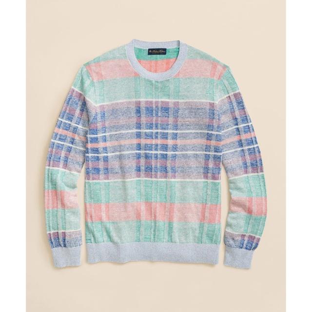 ブルックスブラザーズ（Brooks Brothers）/リネン マドラスチェック クルーネックセーター