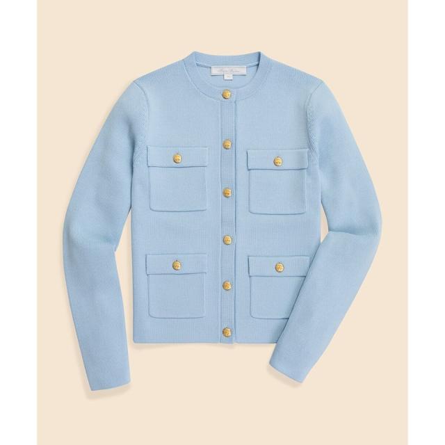 ブルックスブラザーズ（Brooks Brothers）/ミラノリブ ゴールドボタン ノーカラーニットジャケット