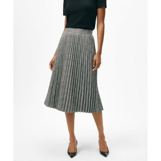 ブルックスブラザーズ（Brooks Brothers）/ポリエステルブレンド グレンチェック ミディプリーツスカート セレモニー