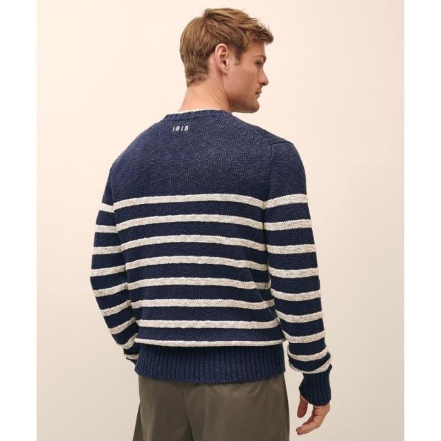 ブルックスブラザーズ（Brooks Brothers）/コットン/リネン マリナーストライプ クルーネックセーター_1