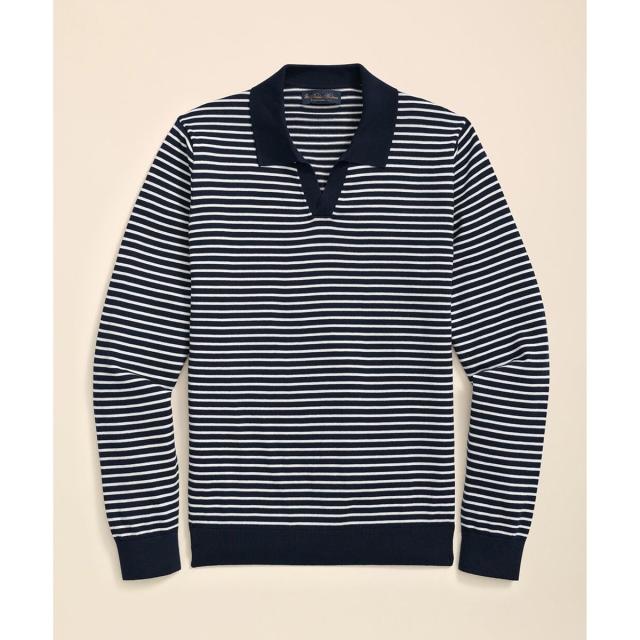 ブルックスブラザーズ（Brooks Brothers）/コットン マリナーストライプ ジョニーカラーセーター