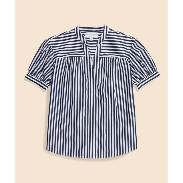 ブルックスブラザーズ（Brooks Brothers）/スーピマコットンポプリン　ストライプ　ショートスリーブシャツ