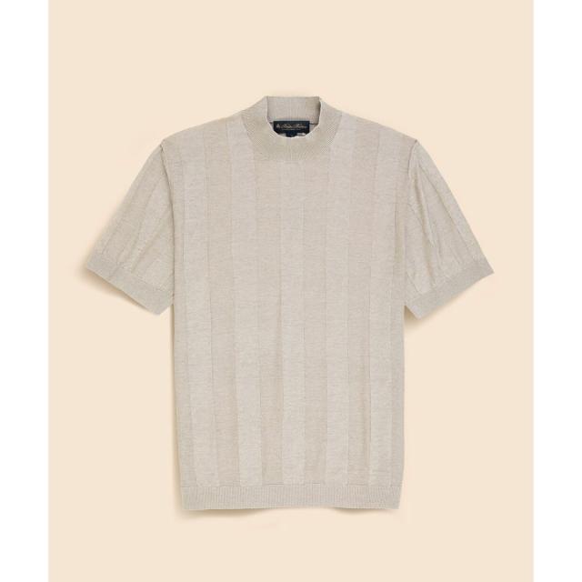 ブルックスブラザーズ（Brooks Brothers）/リネン　ストライプ　モックネック　ショートスリーブセーター