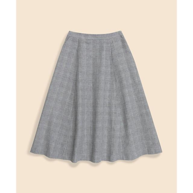 ブルックスブラザーズ（Brooks Brothers）/リネン／コットン　グレンチェック　フレアスカート