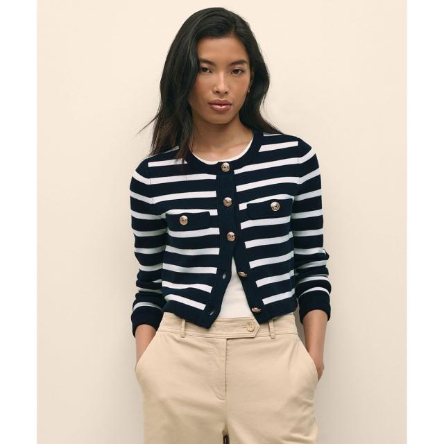 ブルックスブラザーズ（Brooks Brothers）/スーピマコットン　GFメタルボタン　マリナーストライプ　ニットジャケット