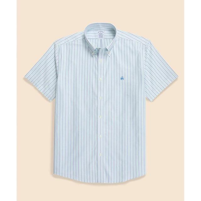 ブルックスブラザーズ（Brooks Brothers）/ストレッチオックスフォード　GFロゴ　オルタネイトストライプ　ショートスリーブ　カジュア…