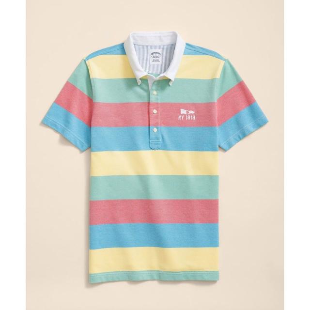 ブルックスブラザーズ（Brooks Brothers）/コットンストレッチピケ　マルチカラーストライプ　ポロシャツ