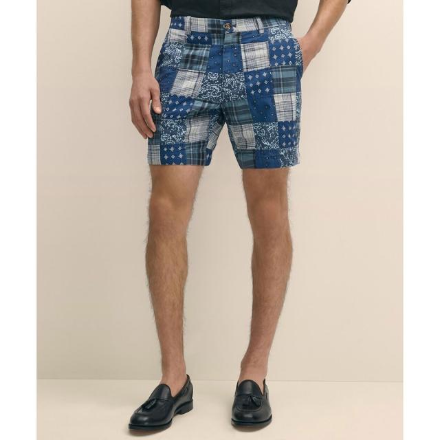 ブルックスブラザーズ（Brooks Brothers）/コットン　マドラスパッチワーク　プレーンフロント　7inショーツ