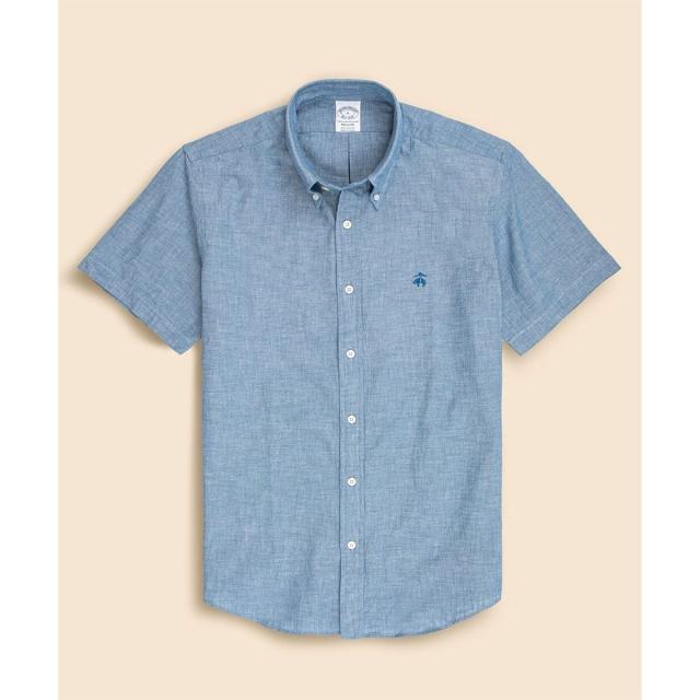 ブルックスブラザーズ（Brooks Brothers）/コットン　インディゴシャンブレー　GFロゴ　ショートスリーブ　カジュアルシャツ　Regular