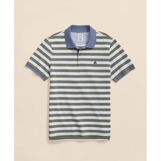 ブルックスブラザーズ（Brooks Brothers）/スーピマコットンストレッチピケ　GFロゴ　マリナーストライプ　ポロシャツ　Slim Fit