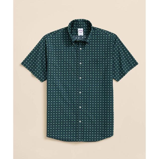 ブルックスブラザーズ（Brooks Brothers）/コットンポプリン　ジオメトリック　ショートスリーブ　フライデーシャツ