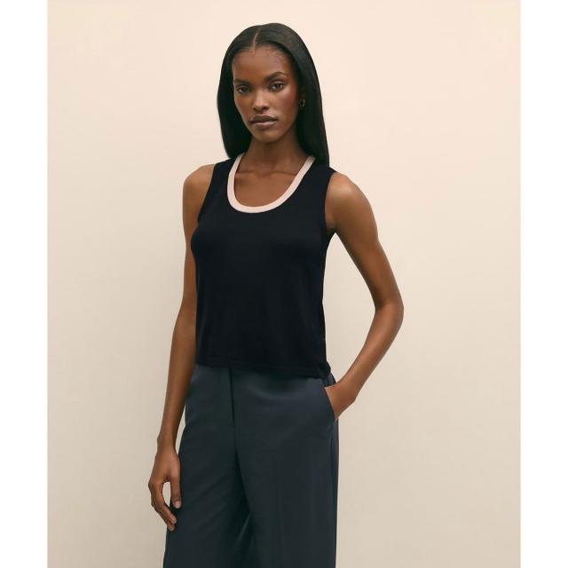 ブルックスブラザーズ（Brooks Brothers）/シルク／レーヨン　ナロートリミング　ノースリーブセーター