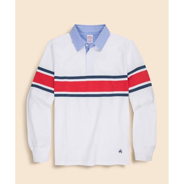 ブルックスブラザーズ（Brooks Brothers）/コットンジャージー　GFロゴ　チェストストライプ　ラグビーシャツ