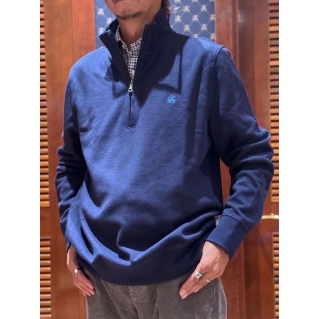 ブルックスブラザーズ（Brooks Brothers）/コットン　フレンチリブ　GFロゴ　ハーフジップ　モックネックプルオーバー