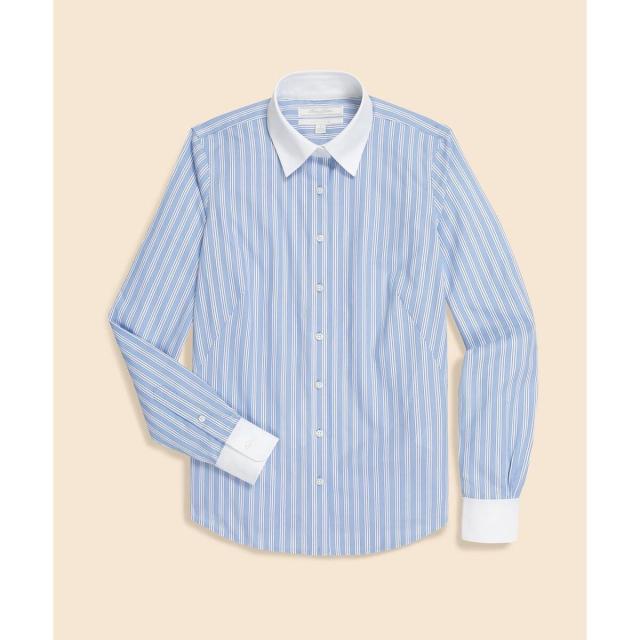 ブルックスブラザーズ（Brooks Brothers）/コットンストレッチ　ストライプ　クレリックシャツ　Fitted Fit