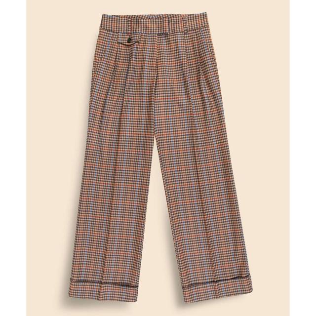 ブルックスブラザーズ（Brooks Brothers）/ウールブレンド　ガンクラブチェック　プリーテッド　ワイドレッグパンツ セレモニー