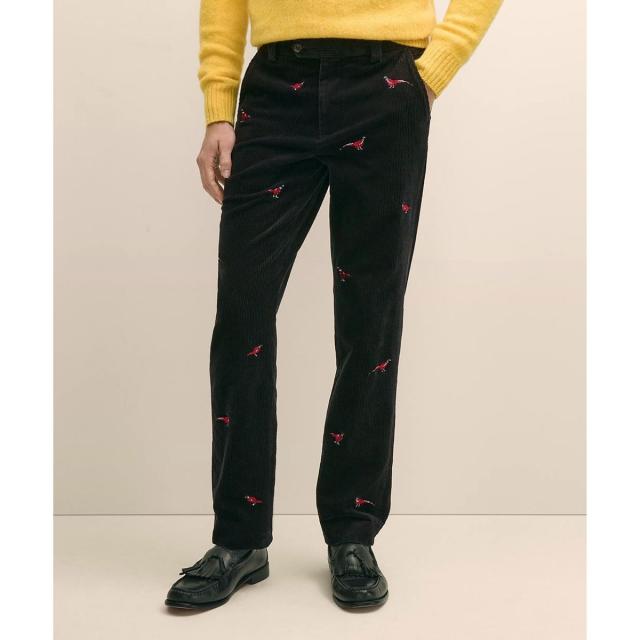ブルックスブラザーズ（Brooks Brothers）/コットン　8−Waleコーデュロイ　フェザントエンブロイダリー　プレーンフロントパンツ　slim