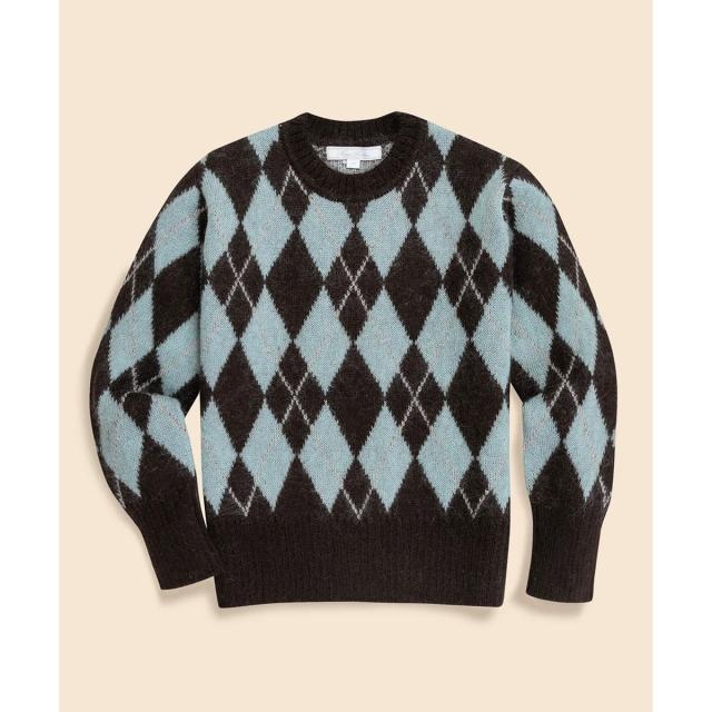 ブルックスブラザーズ（Brooks Brothers）/キッドモヘアブレンド　チョコミントアーガイル　クルーネックセーター