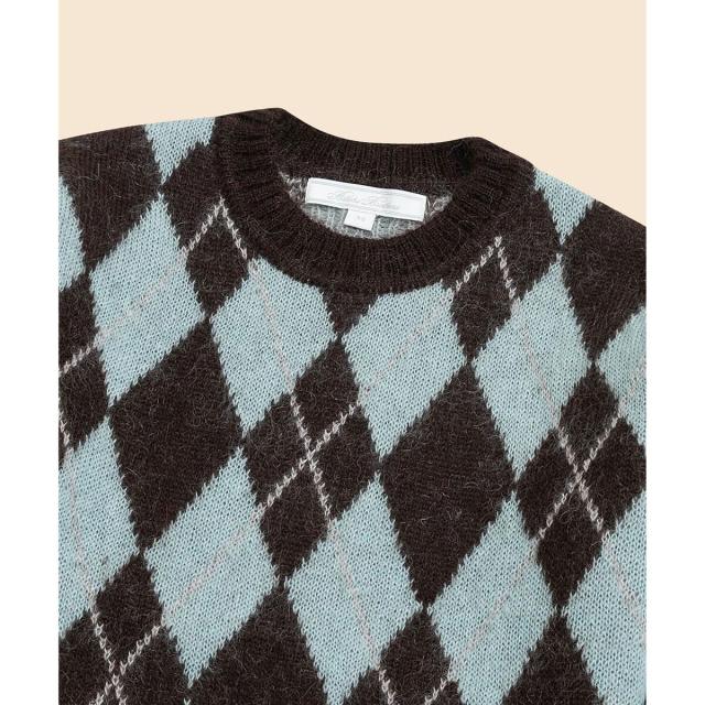 ブルックスブラザーズ（Brooks Brothers）/キッドモヘアブレンド　チョコミントアーガイル　クルーネックセーター_1