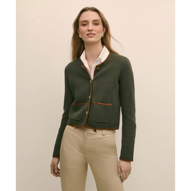 ブルックスブラザーズ（Brooks Brothers）/メリノウール　スウェードトリム　ニットジャケット セレモニー