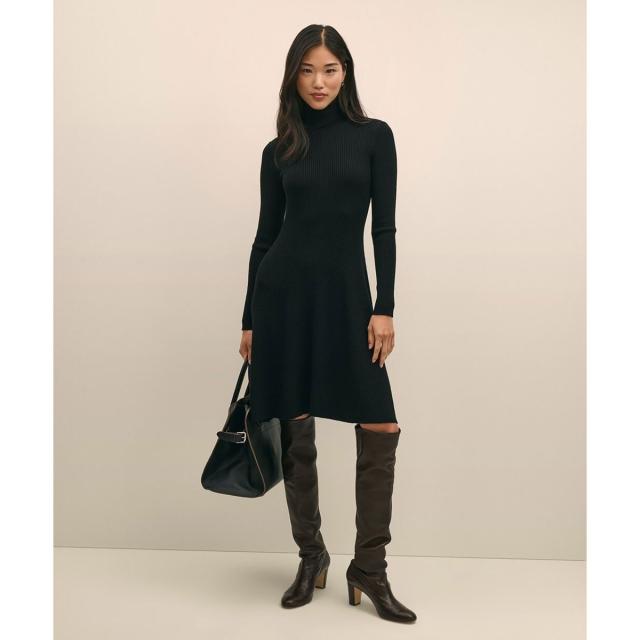 ブルックスブラザーズ（Brooks Brothers）/メリノウール　リブニット　タートルネック　セーターワンピース