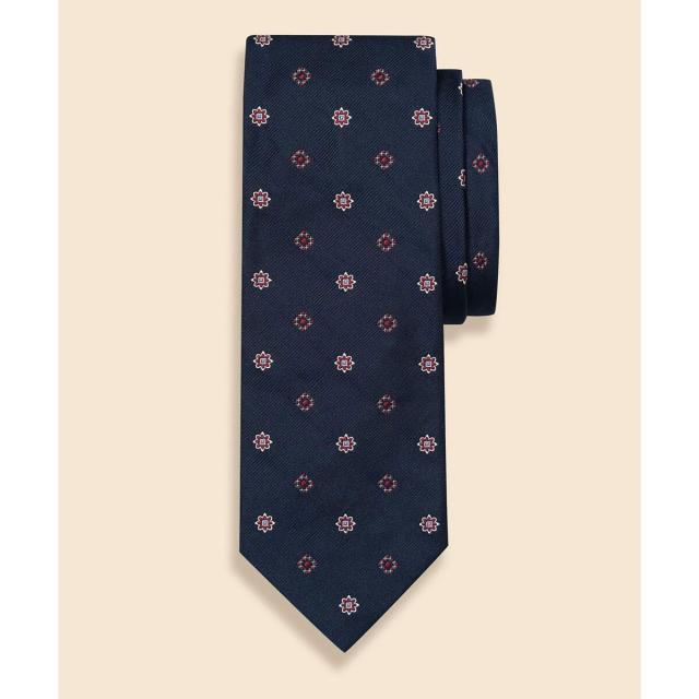 【NEW】ブルックスブラザーズ（Brooks Brothers）/シルク　フラワー×スクエアモチーフ　ジャカードタイ
