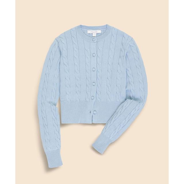 ブルックスブラザーズ（Brooks Brothers）/スーピマコットン　ケーブル　クロップド　クルーネックカーディガン