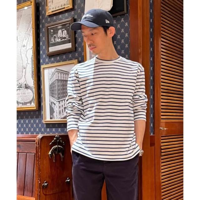 ブルックスブラザーズ（Brooks Brothers）/コットン　GFロゴ　マリナーストライプ　ロングスリーブTシャツ