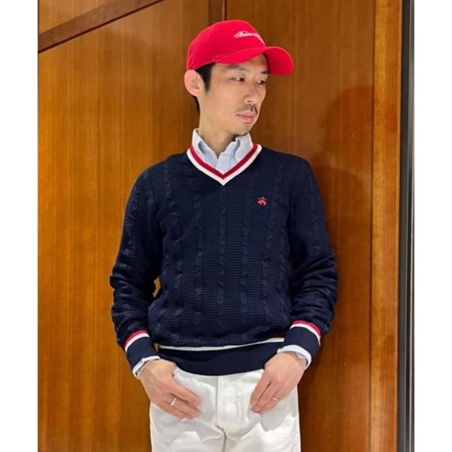 ブルックスブラザーズ（Brooks Brothers）/コットン　GFロゴ　ライトウエイト　Vネック　テニスセーター