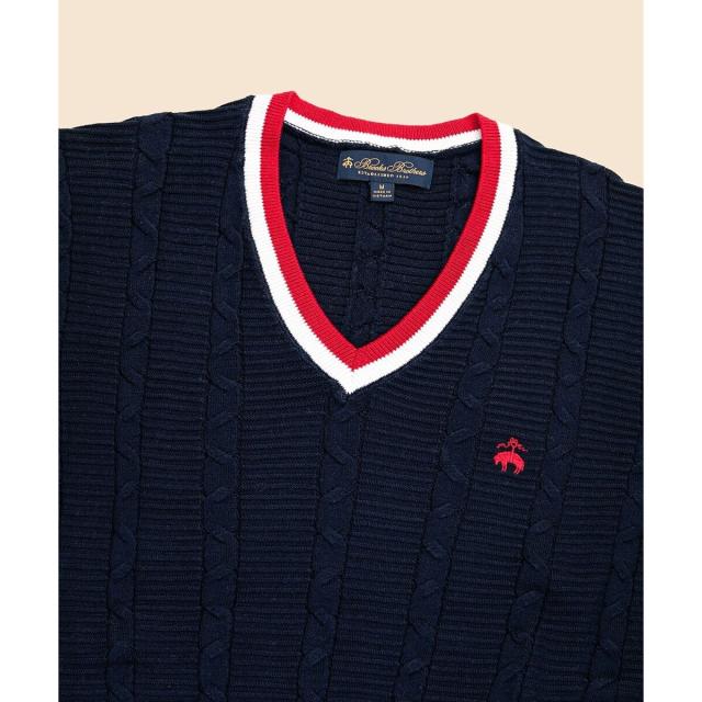 ブルックスブラザーズ（Brooks Brothers）/コットン　GFロゴ　ライトウエイト　Vネック　テニスセーター_2