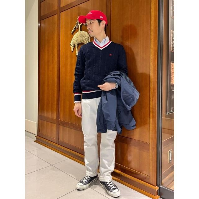 ブルックスブラザーズ（Brooks Brothers）/コットン　GFロゴ　ライトウエイト　Vネック　テニスセーター_3