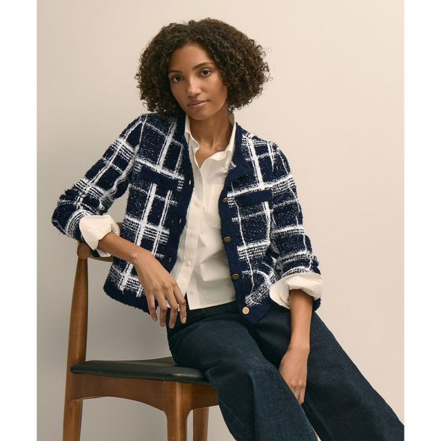 ブルックスブラザーズ（Brooks Brothers）/コットンブレンド　ファンシーツイード　GFメタルボタン　ノーカラージャケット