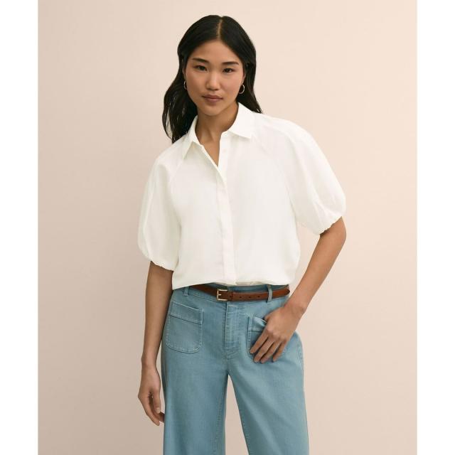 ブルックスブラザーズ（Brooks Brothers）/シルク／コットン　バブルスリーブ　ブラウス