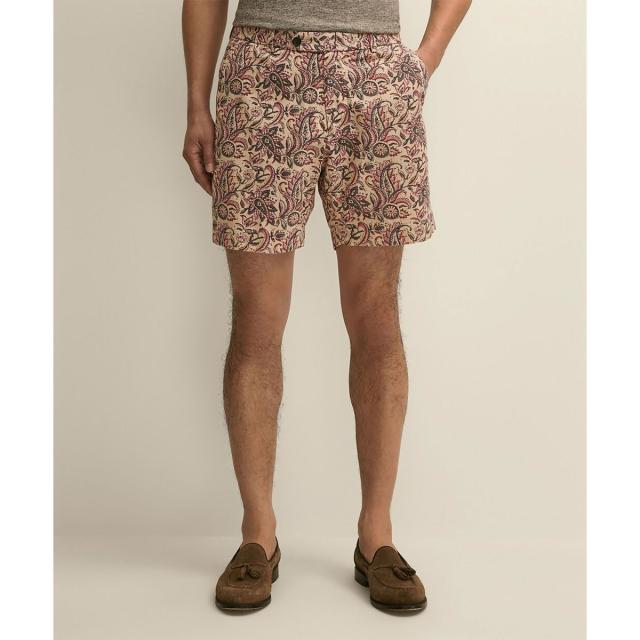 ブルックスブラザーズ（Brooks Brothers）/コットン　ブロックプリントパターン　ペイズリー　7inショーツ