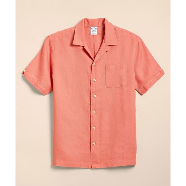 ブルックスブラザーズ（Brooks Brothers）/アイリッシュリネン　ソリッド　ショートスリーブキャンプシャツ　Regular Fit