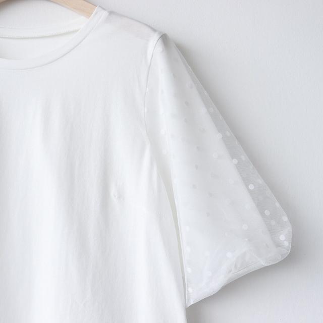重ねチュール袖Tシャツ[30151129]＆Noel アンドノエル（And Noel）/重ねチュール袖Tシャツ[30151129