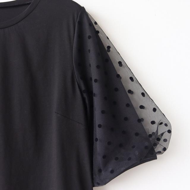 重ねチュール袖Tシャツ[30151129]＆Noel アンドノエル（And Noel）/重ねチュール袖Tシャツ[30151129