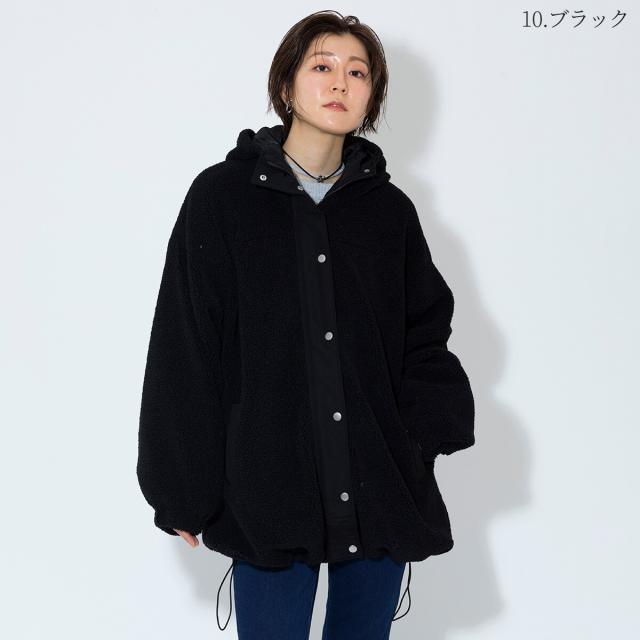 アンドノエル（And Noel）/中綿入りフーディーボアジャケット[80644062]macaron