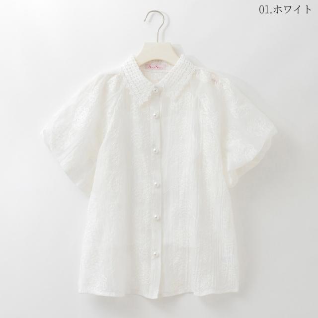 【NEW】アンドノエル（And Noel）/フラワー刺繍シアーブラウス[14953438]&Noel_2
