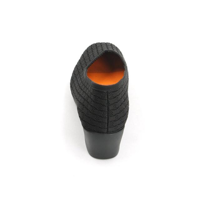 ケソウ（Kesou）/【19．5〜27．0cm】チェック編み　ラウンドスクエアトゥ・4cmヒールニットパンプス