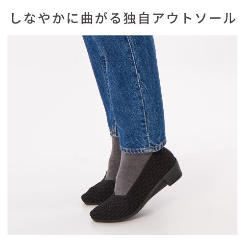 ケソウ（Kesou）/【19．5〜27．0cm】チェック編み　ラウンドスクエアトゥ・4cmヒールニットパンプス