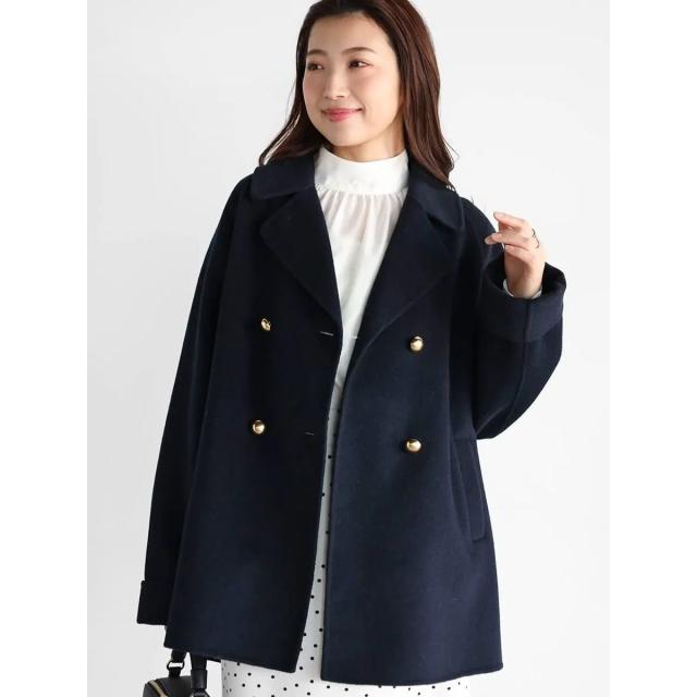 【NEW】ヴァンネイビー（VinNAVY）/ウールリバーミドル丈コート