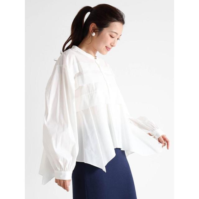 ヴァンネイビー（VinNAVY）/タックデザインブラウス