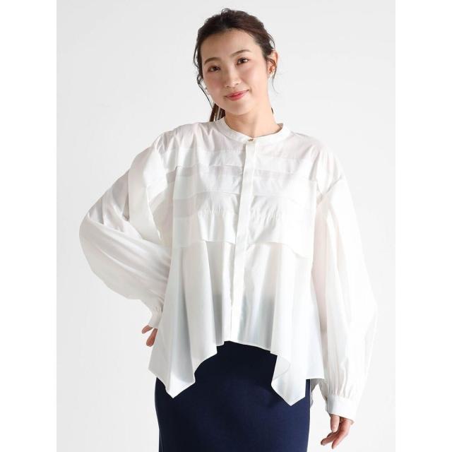 ヴァンネイビー（VinNAVY）/タックデザインブラウス