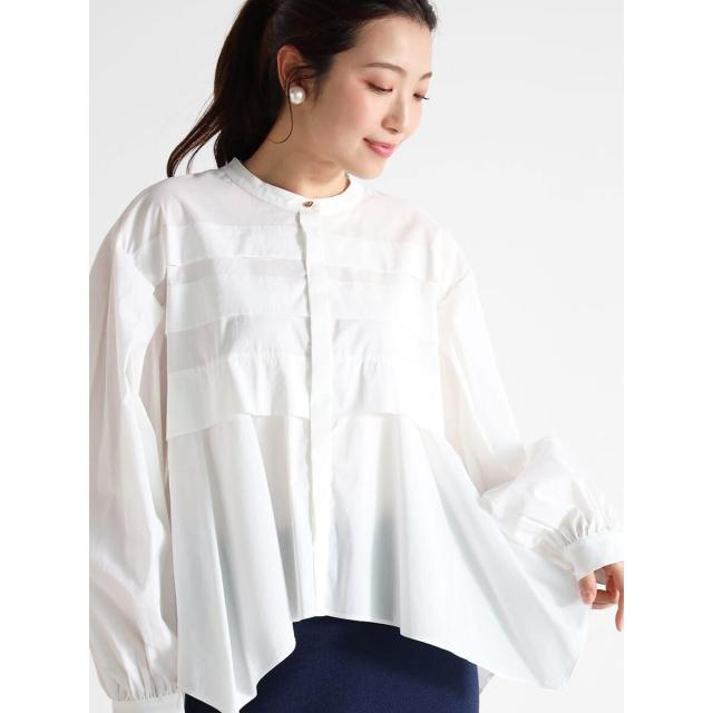 ヴァンネイビー（VinNAVY）/タックデザインブラウス