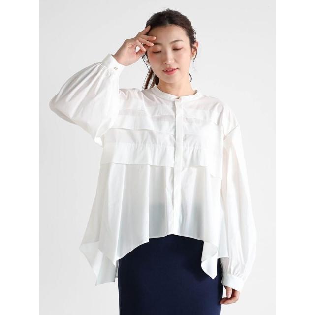 ヴァンネイビー（VinNAVY）/タックデザインブラウス